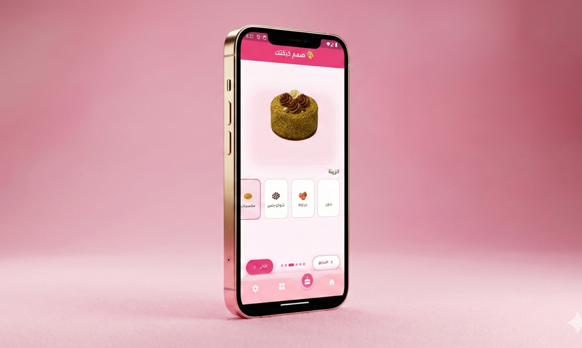 تطبيق تصميم وبيع الكيك الذكي | حل رقمي متكامل لمحلات الكيك والباتيسيري